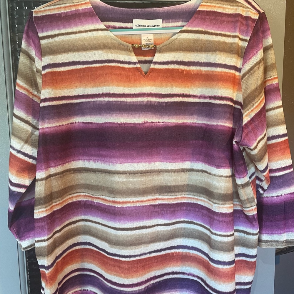 Alfred Dunner Women's Multicolor Striped Blouse